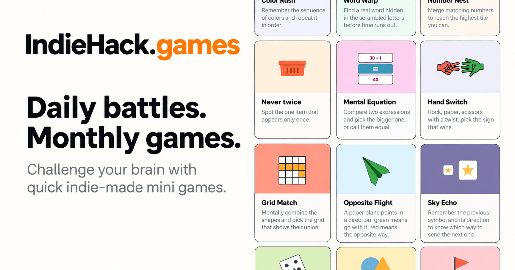 IndieHack.games daily game battles preview